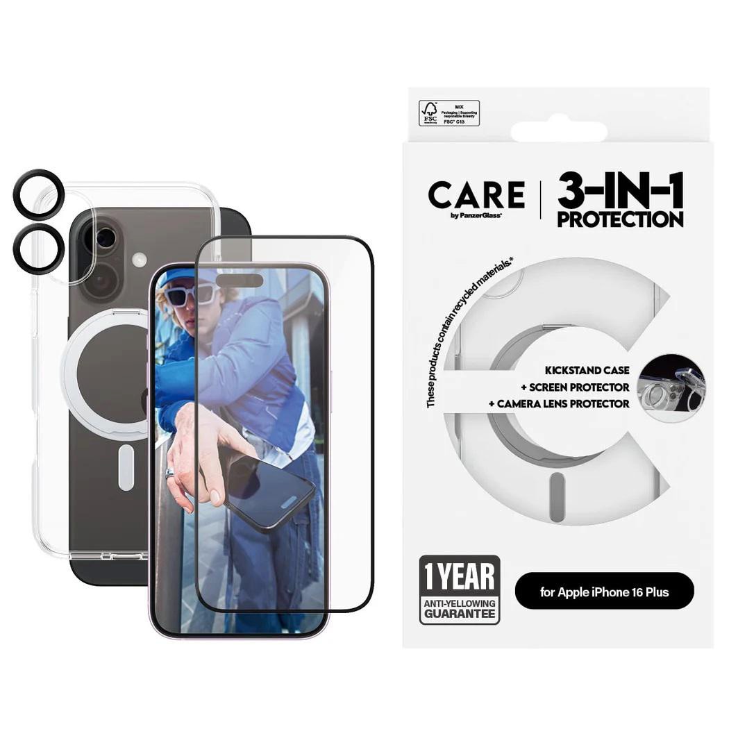 CARE by PanzerGlass Feature 3-in-1 Ceramic Set iPhone 16 Plus
