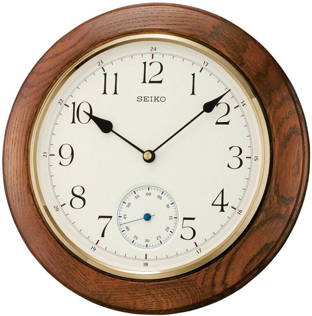 Wanduhr SEIKO, braun (eichefarben), Wanduhren, Ø 30cm, Wanduhr, Quarzuhr, Wohnzimmer, Esszimmer, Arbeitszimmer, Küche