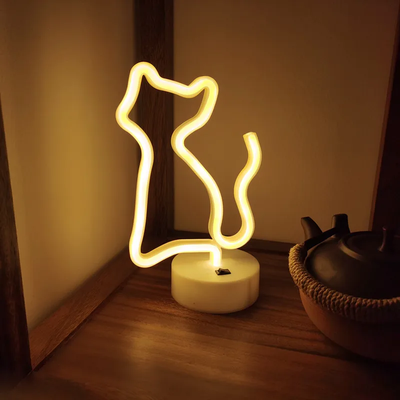Evergreen Home Goods Cat Neon Light Sign, USB And Battery Powered, Animal Figure Lamp For Room Decor holder Cat Warm