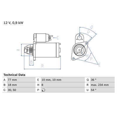 BOSCH Starter ECO 0986012301 für KIA PROTON MITSUBISHI
