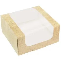 MONOUSO - Quadratische Verpackungen für Bäckereien Kraft 13x12x5cm (50 Stück)