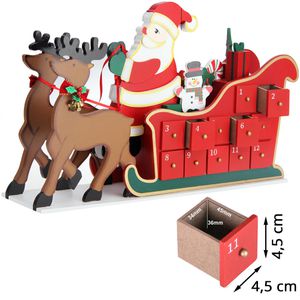 Spielwerk Adventskalender Holzschlitten XXL, Mit Einschüben zum Befüllen, 52 x 31 cm