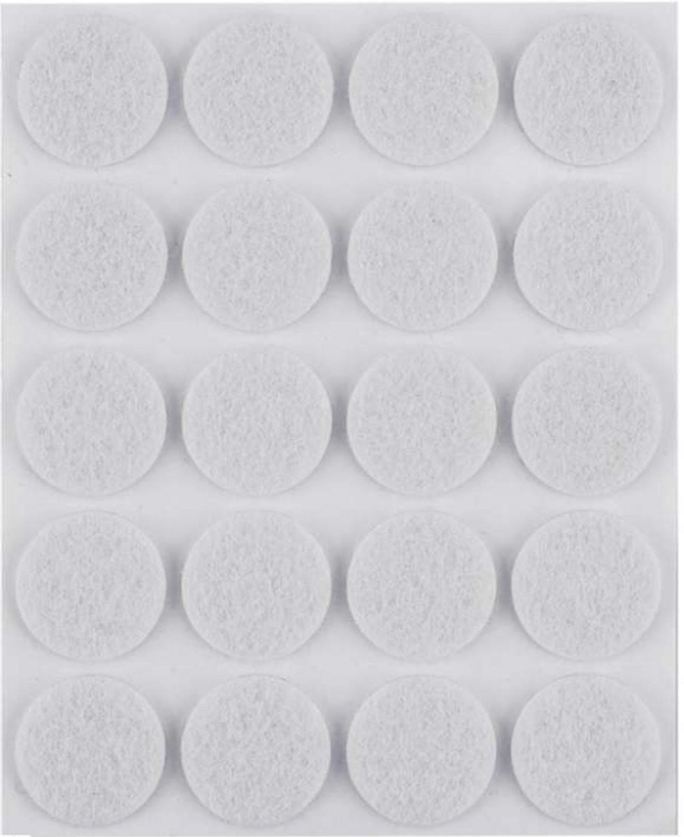 Zelfklevende viltjes rond – Wit – 20 mm – 20 stuks