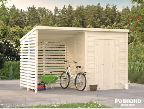 Gartenhaus Palmako Leif 3,0+2,9m² inkl. Fußboden 377 x 187 cm natur