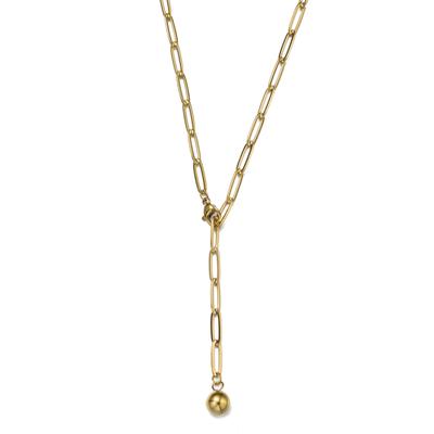 Kette mit Anhänger "Schmuck Geschenk Edelstahl Halsschmuck Halskette Y-Kette Kugel", gelbgoldfarben, ANISTON JEWELRY & WATCHES, Halsketten, Damen, Edelstahl, L: 45 B: 4mm, Made in Germany, B:4mm