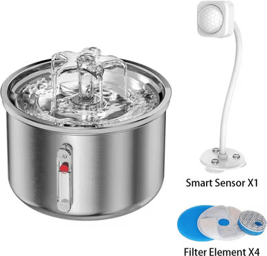 Inspire Curations Stainless Steel Automatic Pet Water Fountain USB Powered Silent Drinking Fountain premium Version