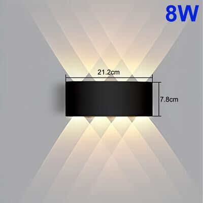 Silver Stone Store Outdoor LED Wall Lamp, Up And Down Lighting For Garden And Room Decoration, Street Lights For Yard 8w warm Light