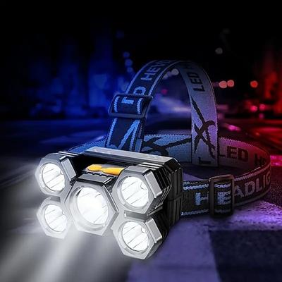 USB-aufladbare 5-LED-Stirnlampe 4 Arbeitsmodi wasserdichte Kopflampe für Outdoor-Camping-Fischen, Laufen, Reiten