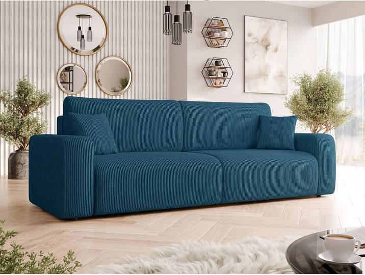 MIRJAN24 Schlafsofa Piano Cord, mit zwei Bettkästen und Schlaffunktion, Rückenlehne in Form beweglicher Kissen