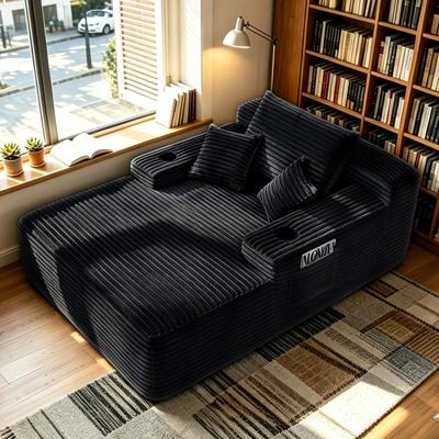 Kodotan sofa Convertible Chaise Lounge Chair Plush with Wide Armrest & Throw Pillows, Cozy Boneless Sleeper Sofa Bed Armchair