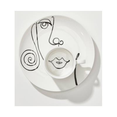 Geschirr-Set, schwarz-weiß (weiß, schwarz), Porzellan, Geschirr-Sets, Geschirr-Set