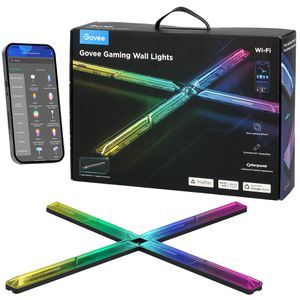 Govee Wandleuchte Gaming Wall Light, aus Kunststoff, für innen, 230 V mit Netzstecker, App-fähig, weiß, RGB, mit LED