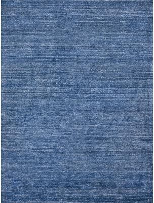 EXQUISITE RUGS Plush Hand-knotted Dark Blue Area Rug.