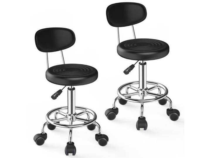 Tabourets de travail LDSZXNE - Noir - 2x - Cuir PU - 33x33x62cm