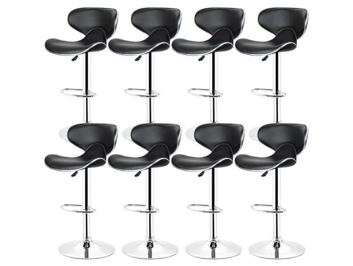 Lot de 8 tabourets de bar noir - Chaise en similicuir avec siège bien rembourré - Tabourets réglables