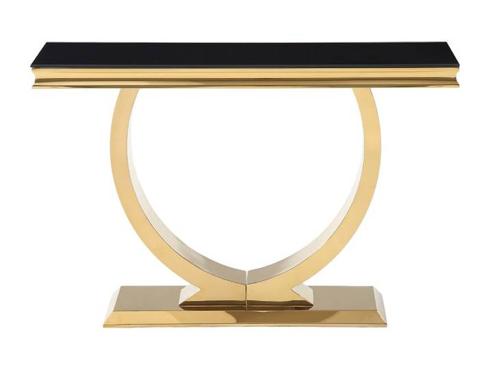 Table console verre trempé noir