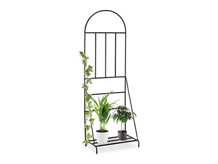 Relaxdays plantenrek met rankhulp, voor tuin, balkon & terras, zwart