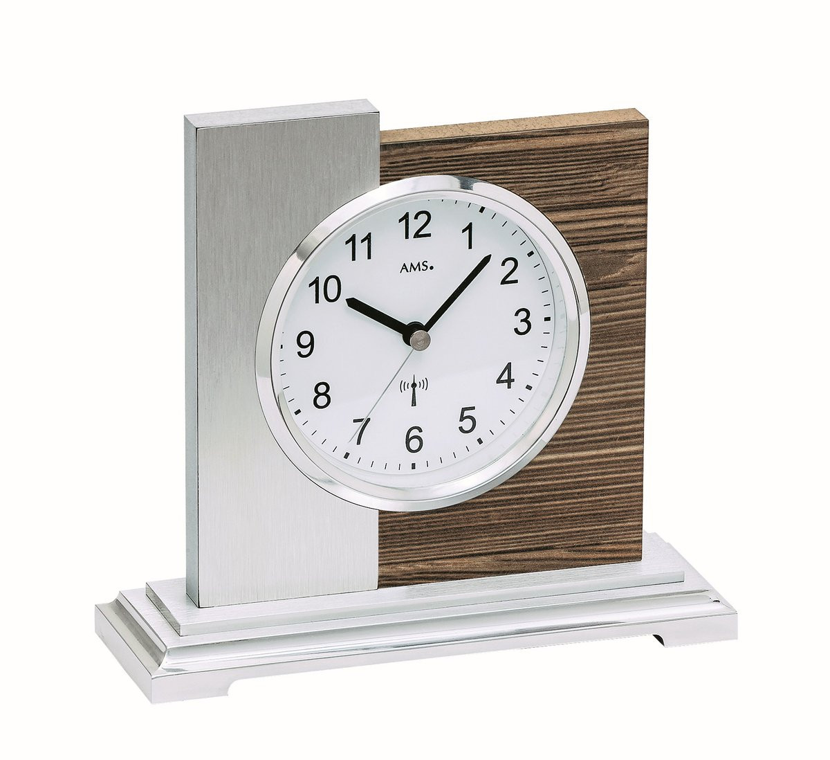 AMS Analoge Tafelklok Notenhout-Aluminium 5149