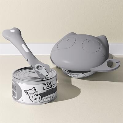 Multicon Wholesale Hub Multifunctional Pet Wet Food Feeding Scoop, Silicone Cat Food Can Lid And Spoon Set, Can Opener For Sealed Storage gray Set