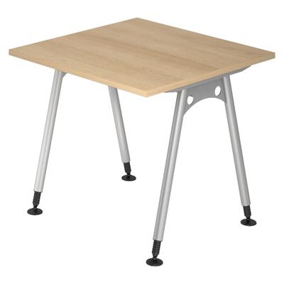 bümö manuell höhenverstellbarer Schreibtisch 80x80 cm in Eiche - PC Tisch höhenverstellbar & klein, höhenverstellbarer Tisch Büro, kleiner