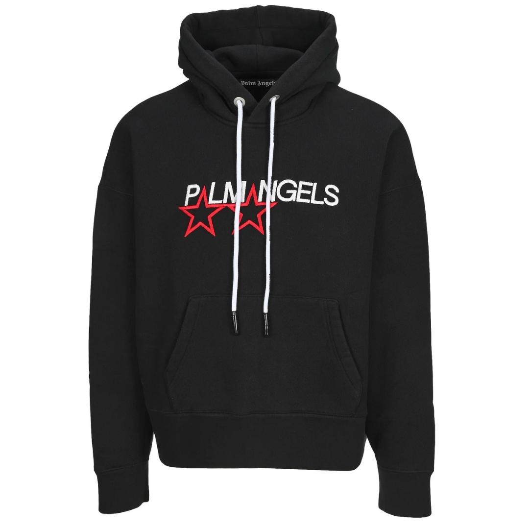 Palm Angels Gestickte Sterne Logo Schwarz Hoodie