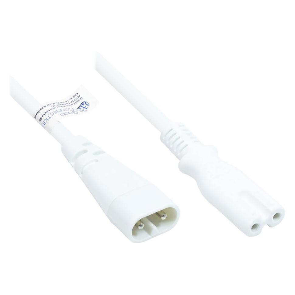 Good Connections Euro-Verlängerung C8 Stecker (gerade) an C7/Euro 8 Buchse (gerade), weiss, 0,75 mm², 2 m, (2 m, CEE 7/3) (P0870-W020)
