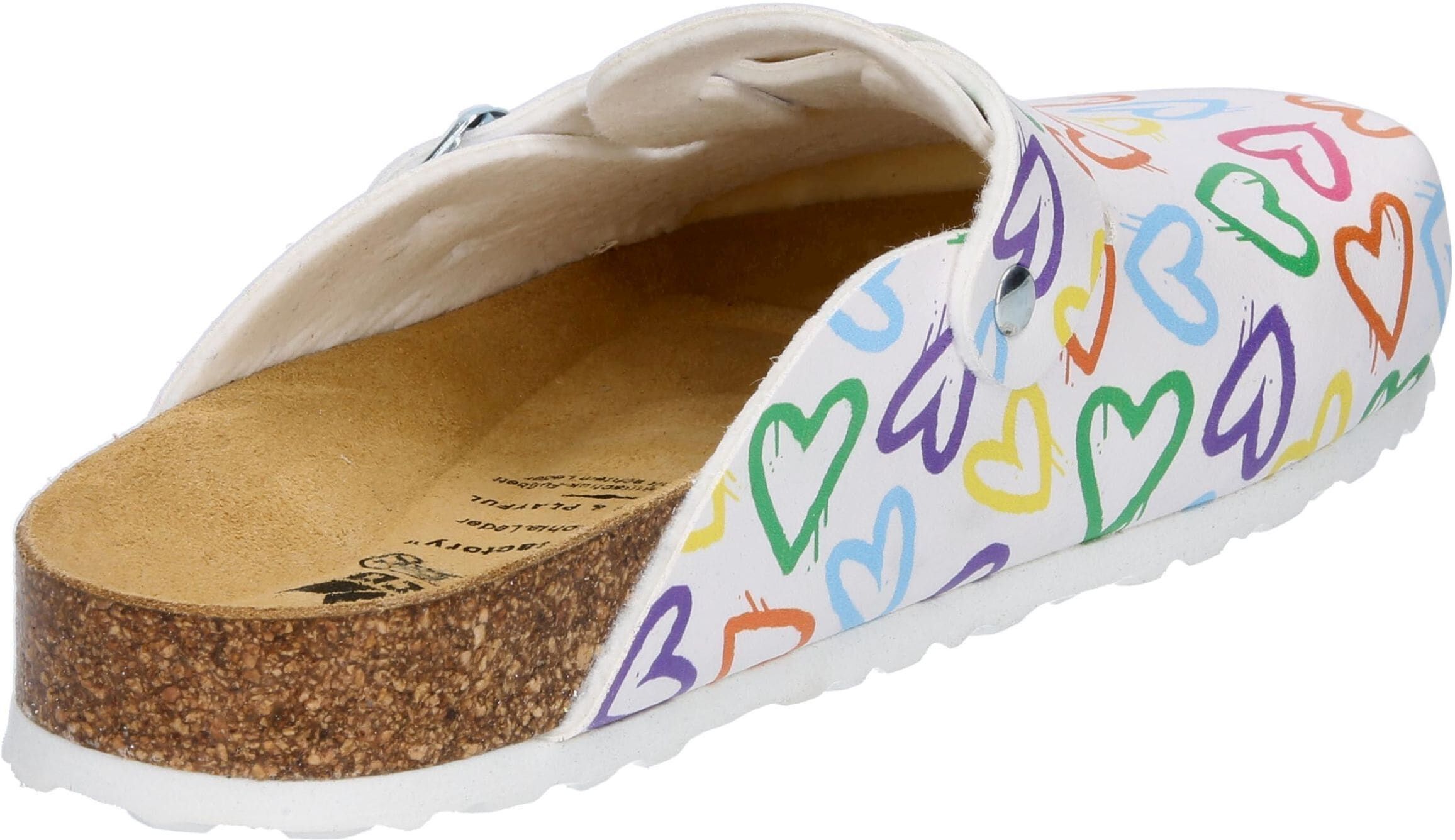 Clog LICO "Clog Bioline Clog Print", Damen, Gr. 40, weiß, Synthetik, Schuhe Clog