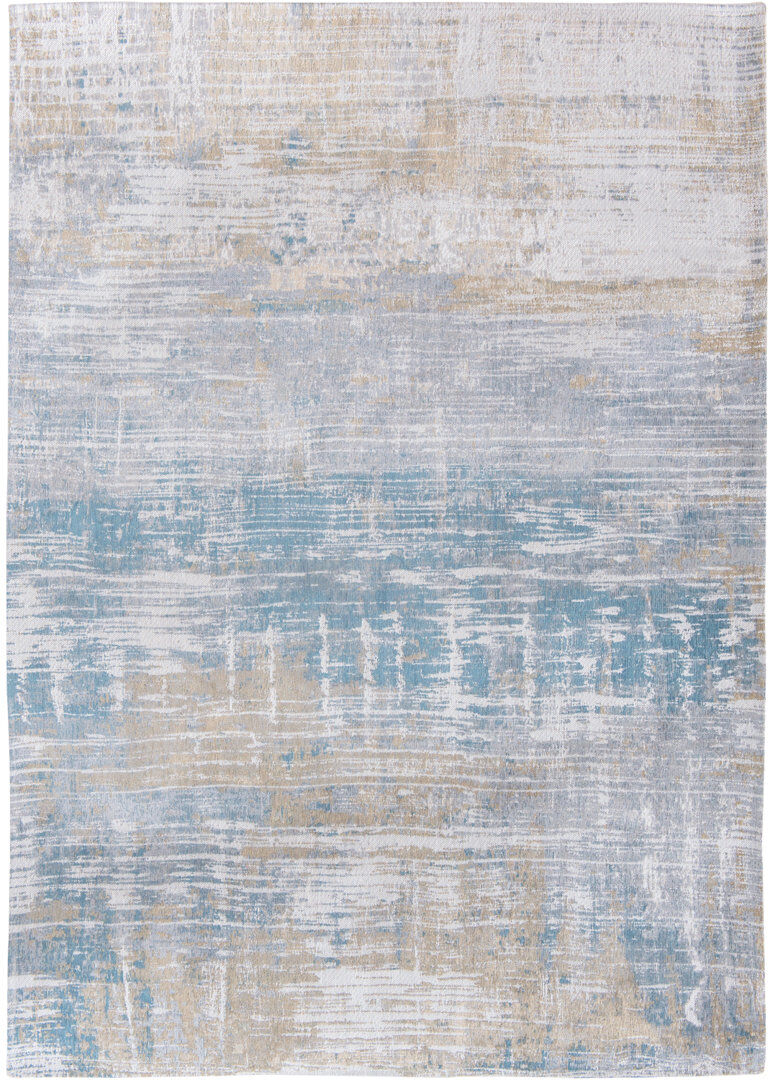 Louis de Poortere Atlantic Streaks Rectangle Abstract Area Rug Blue Rectangle 80 x 150cm