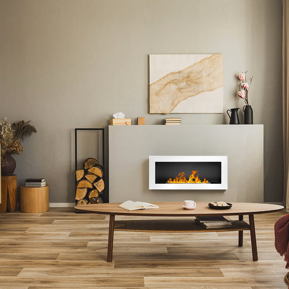 Chimenea de bioetanol divina fire blanca, 90x12x40 cm