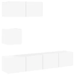 vidaXL 4-tlg. TV-Schrank-Set Weiß Holzwerkstoff