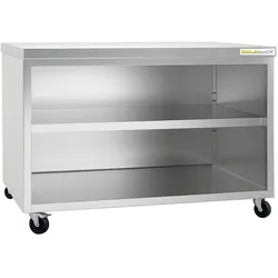 Offener Edelstahl-Unterschrank 1200x800 mm auf Rollen PREMIUM - GOLDINOX