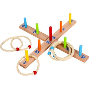 Goki Wurfspiel 56801, Ringwurfspiel aus Holz, ab 3 Jahre, Holzkreuz & 5 Ringe, ab 1 Spieler