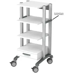 doppio 60 Gerätewagen 2, weiß, mit 4 Ab- lageplatten, 1 Quertraverse, 1 Schublad...