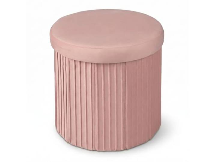 Relaxdays Tabouret Velours\, Rangement\, rembourré et Pliable\, Rose H x P : 38 x 38 cm\, tabouret d'appoint rond