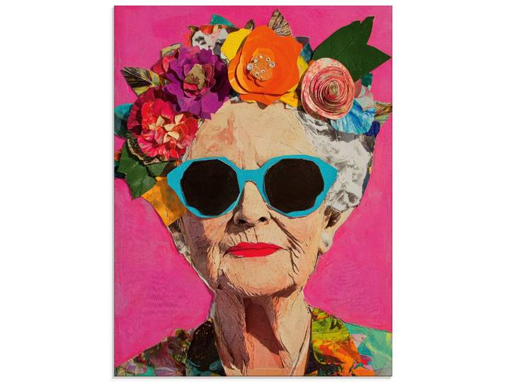 Glasbild ARTLAND Wild und fabelhaft, Frau mit Blumenkranz , farbe bild(er): farbig, B:60cm H:80cm, Bilder, Glasbild, in verschiedenen Grössen