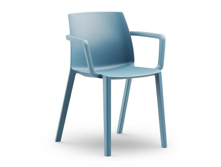 Chaise d’extérieur Olga avec accoudoirs en polypropylène – Bleu