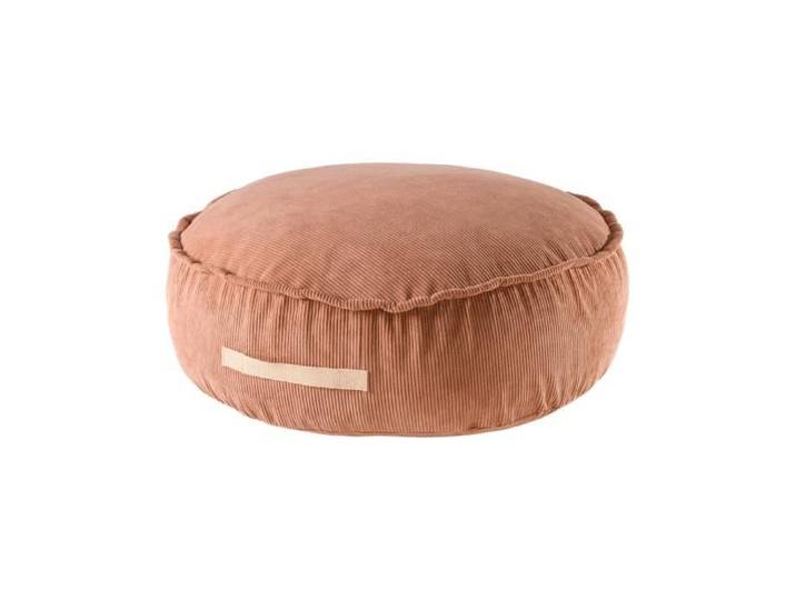 MeowBaby® Pouf pour Enfants Rond Velours Côtelé Brique