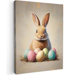 LEINWANDBILD Osterhase - Pastell - Eier Room Decor 30x40 cm