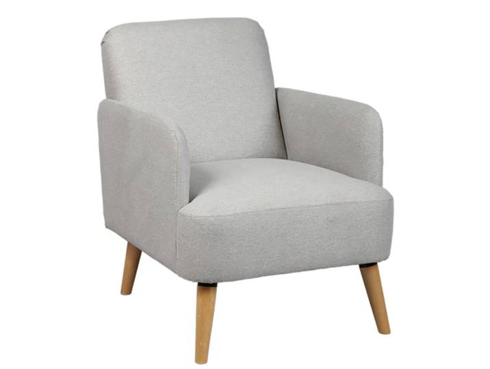 Fauteuil gris clair en tissu rembourré
