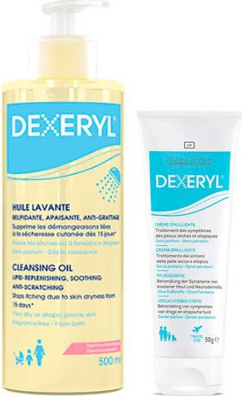 Dexeryl Aceite Limpiador 500ml + Crema Emoliente 50g