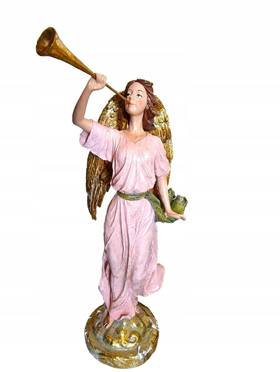 Gouden Engel Decoratie met Trompet - Hoogte: 38 cm
