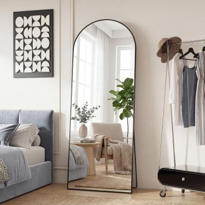 Fusion Finds Full Length Mirror Floor Mirror With Aluminum Frame & Stand For Bedroom black arched
