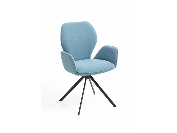 Design-Armlehnenstuhl, Webstoff, Blau, 62,5×60 cm, Modern, Niehoff-Sitzmöbel