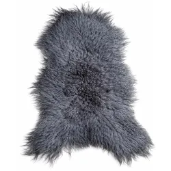 LAMMFELL Island Langhaar natur lockig weich Premium Silber Grau ca. 125 cm