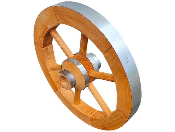 Gartenfigur PROMADINO Wagenrad , gelb (honigfarben), B:50cm H:50cm L:14cm, Holzwerkstoff, Gartenfiguren, Gartenfigur, BxLxH: 50x14x50 cm
