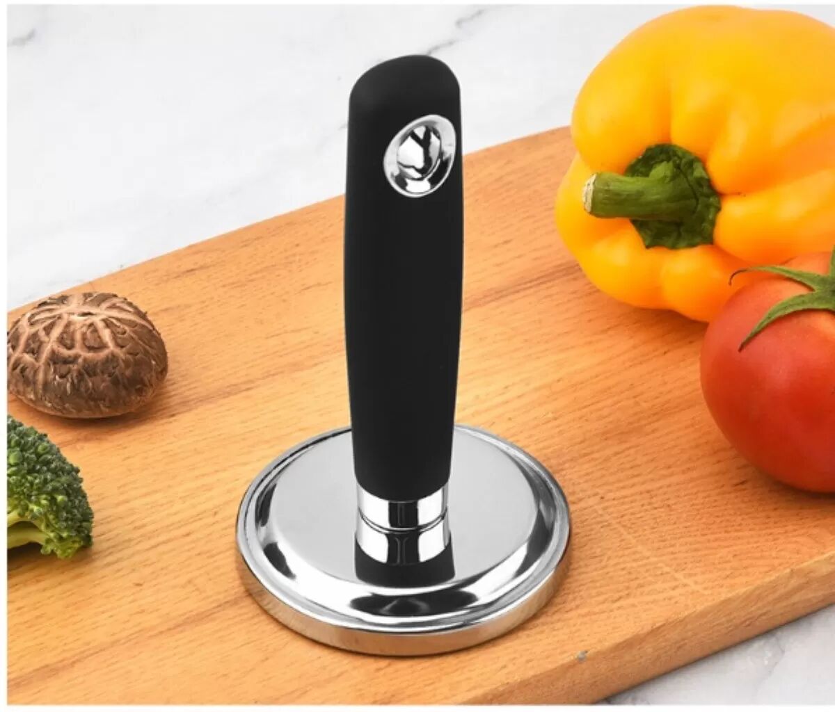 INF Burgerpresse aus Edelstahl – Runde Fleisch-Pattie-Form für Grillen, BBQ und Küche