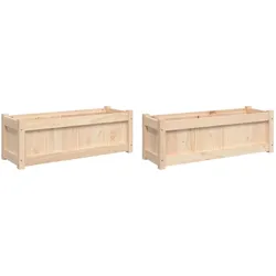 Helloshop26 - Pflanzkübel Hochbeet Blumenbeet Garten Terrasse 2er-Set massives Kiefernholz braun 02_0039045