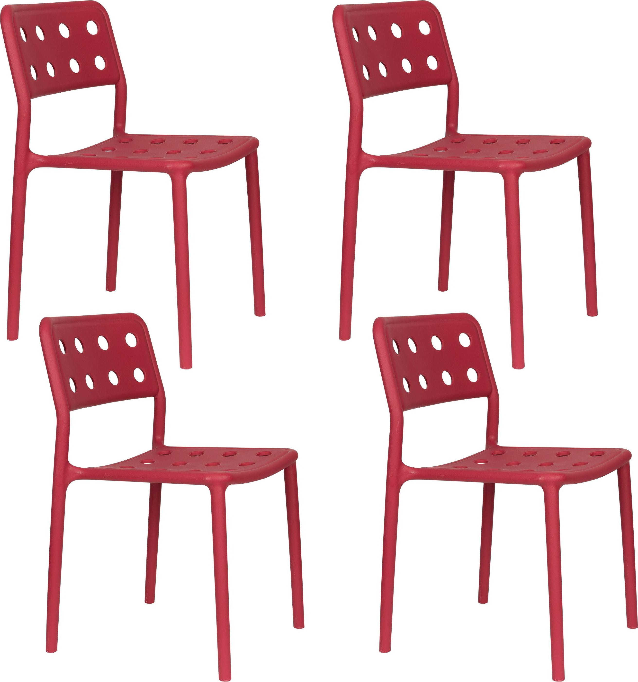 Housecraft Living Serra Gartensessel / Esszimmerstuhl Kunststoff Rot - 4 er Set