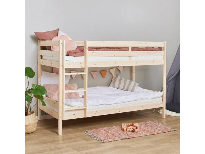 Mid.you Etagenbett, Natur, Holz, Kiefer, vollmassiv,teilmassiv, H2, Höhe ca. 9 cm, 90x200 cm, alternative Größen erhältlich, Kinderzimmer & Jugendzimmer, Kindermöbel, Kinderbetten, Etagenbetten