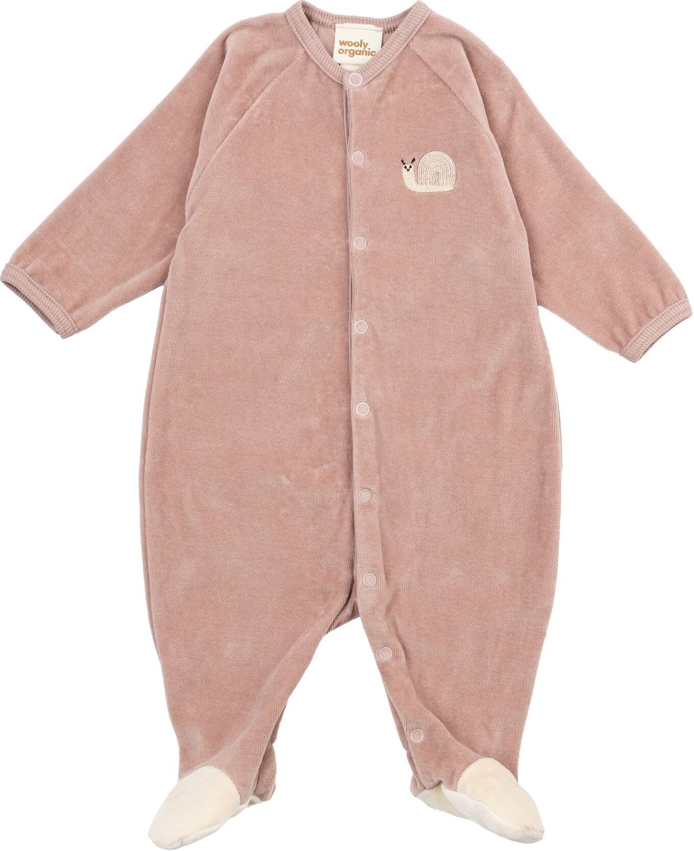 Wooly Organic Pigiama intero in velluto ricamato GOTS